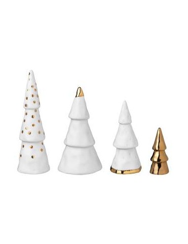 Sapins en porcelaine et or (lot de 4)